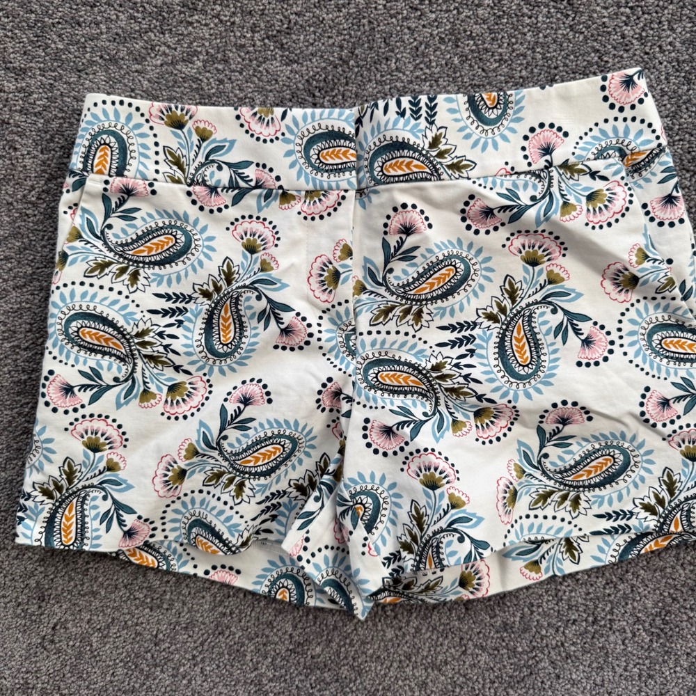 LOFT Paisley Print Riviera Shorts Women 4 Multi Color Floral Cotton Chino 502004